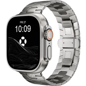 FiNESTONE AGIS02 Titanium Band for Apple Watch Ultra 3/2/1 Band 49mm & Series 11/10 46mm, Premium Adjustable Ultra Watch Band for Men with Butterfly Clasp, Durable and Lightweight iWatch Metal Strap
