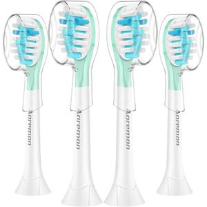 Aoremon Replacement Heads for Sonciare C3: Toothbrush Heads fit for Philips Sonicare 2 Series 3 Series ProtectiveClean DiamondClean FlexCare HealthyWhite 4100 5100 6100 G3 W3 C2 G2 C1, 4 Count,White