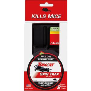 Tomcat Spin Trap for Mice, Fully Enclosed Mouse Trap Provides a Quick, No-Mess Kill, 2 Traps