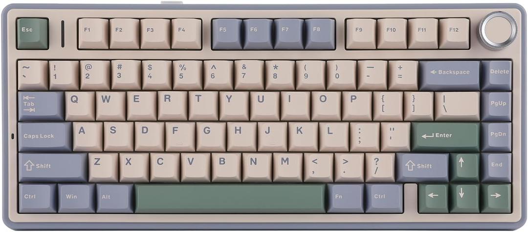 EPOMAKER x Aula F75 Gasket Mechanical Keyboard, 75% Wireless Hot Swappable Gaming Keyboard with Five-Layer Padding&Knob, Bluetooth/2.4GHz/USB-C, RGB (Green, Ice Vein Switch)