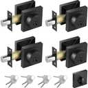 Black Square Deadbolt Lock 4 Pack, Matte Black Single Cylinder Deadbolt with All Same Keys, Heavy Duty Dead Bolt Lock for Home and Office Security, Keyed 1 Side