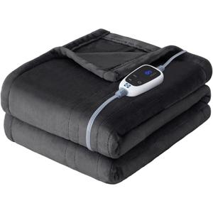 Sealy Heated Blanket Throw, Flannel Electric Blanket with 6 Heating Settings & 2-10 Hours Auto Shut Off, Fast Heating & ETL Certification, 50x60 Inch, Dark Grey