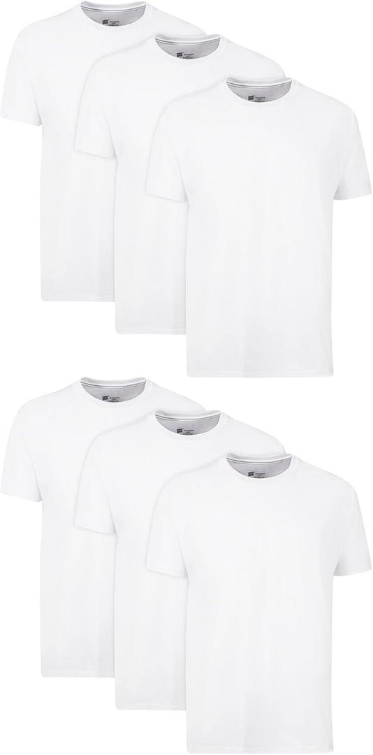 Hanes Men's Cotton, Moisture-Wicking Crew Tee Undershirts, Multi-Packs (Medium, White - 6 Pack)