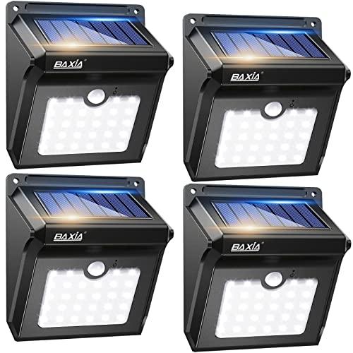 BAXIA TECHNOLOGY Solar Outdoor Lights Wireless Security Motion Sensor Solar Lights Outdoor Waterproof for Front Door,Backyard,Steps,Garage,Garden (400LM,4 Packs)