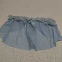 OYOANGLE Women's Lingerie Lace Ruffle Panties Bowknot Mid Waist Thongs Underwear (X-Large, Blue)