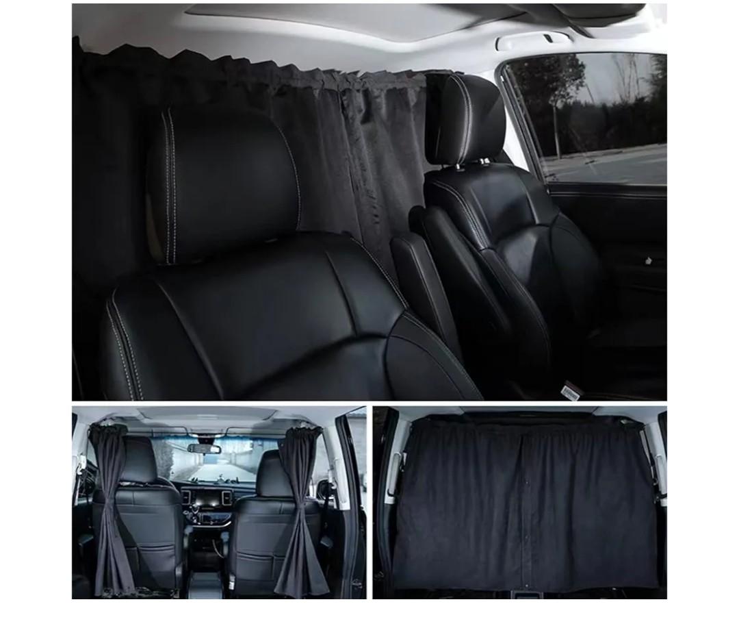 Car Divider Privacy Curtain, Blackout Suede Sun Shade Cover Front & Rear Seat Partition Space Divider Auto Van Truck Interior Accessories for Family Camping Baby Sleeping (Black, Large)