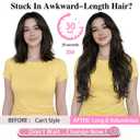 ALXNAN Long Wavy Hair Extensions for Women, Clip in Hair Extensions Clip Ins Soft Full Head Synthetic Hairpieces 20 Inch Black Brown