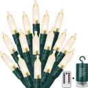 MASHANG Christmas Light Set, 100 LED Clear Mini Lights String Outdoor Waterproof Battery Operated String Lights with Timer and Remote for Christmas Tree Wedding Wreath Holiday Party 39.5ft (Warm White)