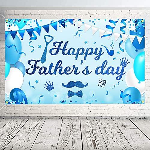 JOZON Backdrop Banner for Happy Fathers Day 70 x 43 Inch Large Size Banner for Fathers Day Blue Background Banners Party Decorations Supplies for Fathers Day Dads Day Family Photo Booth Prop