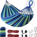 Durable Hammocks 660 Lbs Capacity, Camping Essentials Hiking Gear Accessories Max 2 X Tree Straps & Carabiners & Duckbilled Buckle & Thicker Rope & Portable Carrying Bag Included (Blue)