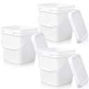 Mumufy 3 Pcs 3.5 Gallon Square Food Grade Bucket with Lid Square Bucket Pail Plastic Handles for Long Term Food Storage, Camping, Fishing, Home Organization Easy Stack and Store (White)