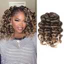 Toyotress Ocean Wave Crochet Hair - 9 Inch 8 Packs Ombre Blonde Ocean Wave Braiding Hair, Beach Curl Deep Twist Synthetic Braiding Hair Extensions (9 Inch, 8P-T4/27)