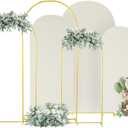 Arch Backdrop Stand and Cover Set (7.2FT,6.6FT,6 FT), Metal Wedding Arch Frame, Gold Arch Backdrop with Cover for Wedding Ceremony Birthday Parties Graduation Anniversary, Background Decoration
