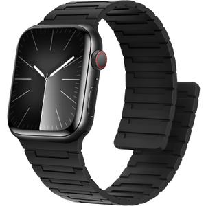 Magnetic Bands Compatible with Apple Watch Band 49/46/45/44/42/41/40/38mm Men Women Silicone Sport Wristband for iWatch Ultra SE Series 11 10 9 8 7 6 5 4 3 (38/40/41/42, Black)