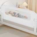 NUTIKAS Baby Bed Rail Guard for Toddlers -59" Toddler Bed Rails for Twin, Full, Queen, King Bunk Size Bed Swing Down Bedrail Extral Tall Child Safety Side Railing Guards for Kids White