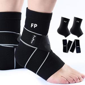 Copper Ankle Brace for Women Men-2 Pack Ankle Compression Sleeve Support for Sprained Ankle, Plantar Fasciitis Relief & Achilles Tendonitis Brace, Sports, Running, Black, 2XL