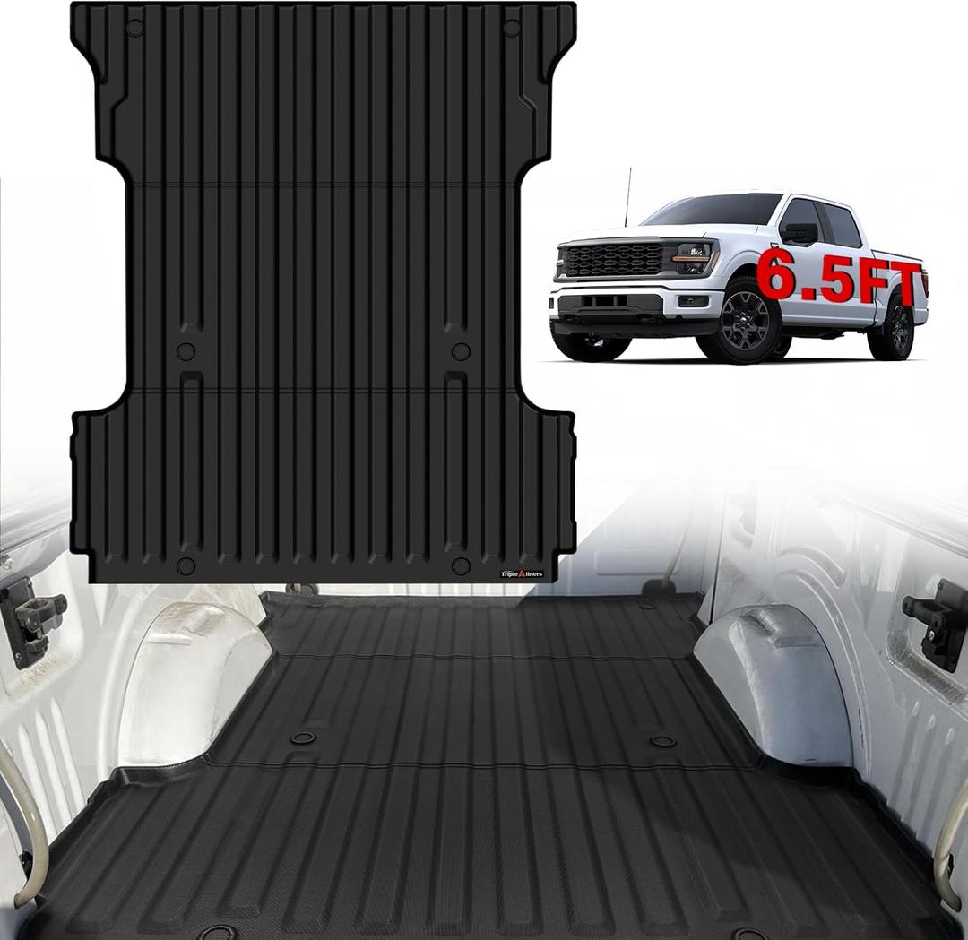 TripleAliners Truck Mat Compatible with 2015-2026 Ford F150 6.5FT Accessories, Truck Bed Mat Heavy Duty Custom Fit All Weather Protection TPE Pickup Liner