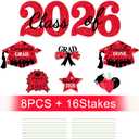 2026 Graduation Yard Sign Stakes Decorations - Congrats Grad Class of 2026 Outdoor Lawn Decor - High School College Grad Graduation Party Decoration Supplies(Red)