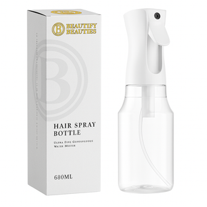 BeautifyBeauties Spray Bottle For Hair Continuous Mister Spray Bottle for Hairstyling, Cleaning, Plants, Pets, Barbers, Salons, Essential Oil Scents, 680ML, Clear