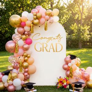SmoothNovelty Graduation Arch Stand Backdrop Cover 2026 Congrats Grad Backdrop Cover 7.2ft Graduation Stretchy Fabric Arch Decor for Class of 2026 High School College Party Decoration Photo Props