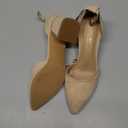 BCTEX COLL Womens Pointed Toe Pumps Shoes Ankle Strap Chunky Low Heels Metal Lined Sandals Designed for Women (7.5, Nude)