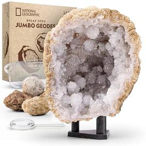 National Geographic Break Open 5 Jumbo Geodes - Earth Science Kit with 5 Premium, Extra-Large Geodes with Crystals, Goggles & Display Stands, Science Gifts, Fun Stuff for Kids