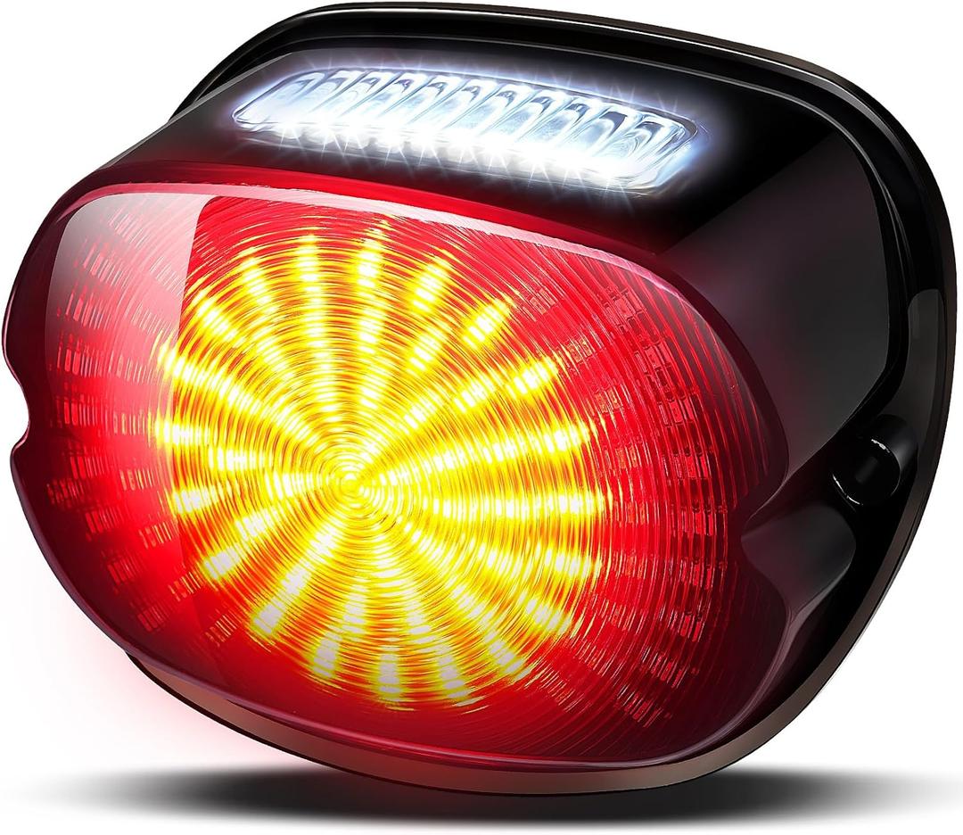 Benlari LED Tail Light, Brighter Brake Turn Signal, Waterproof Rear License Plate Light with Low Profile Fit for Harley Touring Road King Glide Electra Heritage Dyna Sportster 883 1200, Smoked Cover