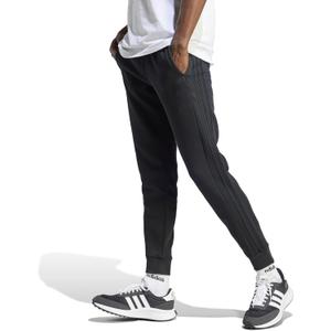 adidas Men's Essentials Fleece Tapered Cuff 3-Stripes Pants (XX-Large, Black)