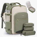 LOVEVOOK 40L Travel Backpack for Women & Men, Airline Approved Carry On Luggage with 3 Packing Cubes, TSA Overnight Bags, Waterproof Personal Item Bag, Weekender Essentials Backpacks fits 17" Laptop
Color: Light Green-beige-olive Green
