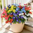 Hommyea Artificial Fake Flowers for Outdoor, 6 Bundles UV Resistant Faux Plants Decoration Silk Flowers No Fade Plastic Flowers for Outside Planters Home Porch Patio Yard Garden Decor