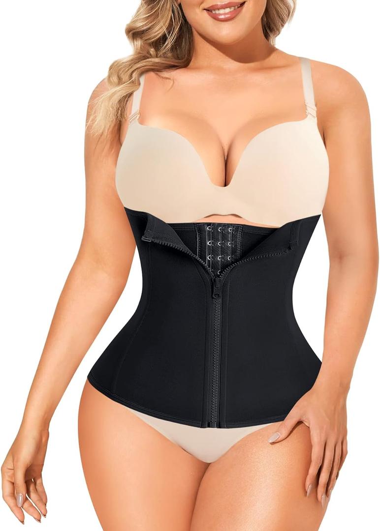 LODAY Waist Trainer Corset for Women Tummy Control Sport Workout Body Shaper Black (X-Large, Black Without Strap)