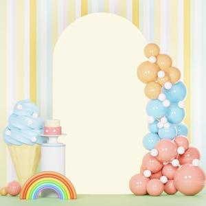 PATYDEST Ivory Wedding Arch Cover 6.6ft Spandex Arch Backdrop Covers Chiara Arch Backdrop Stand Cover Stretchy Backdrops Arched Covers for Bridal Shower Balloon Birthday Party Wedding Shower Decor