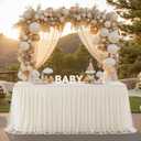 Ivory Tulle Tablecloth for 6 Foot Rectangular Tables 6ft Ivory Table Cloth Rectangle Wrinkle Free Table Cover with Tutu Skirt for Wedding Birthday Party Bridal Shower Banquet Buffet Cake Cocktail