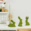 Easter Bunny Decorations,Resin Moss Bunny Figurine Features Larger Ears,Garden Artificial Moss Rabbit Easter Dcor Easter Party Favors Gifts