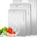 3 Pack Stainless Steel Cutting Board, Upgraded Food-Grade Cutting Boards for Kitchen,Double-Sided Non Toxic Cutting Board, Dishwasher Safe, kitchen Appliances for Fruits, Vegetables, Meat(S+M+L), 16" L 11" W, 11.5" L 8" W, 10.2" L 6.3" W