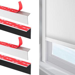 100% Blackout PVC Light Blocking Strip for Window Shades and Blinds Both Sides Tracks for Blackout Shades Easy to Install for BedroomGreat for Bedroom Nursery (L-Shaped White-4pcs, 58.5") (58.5", L-Shaped White-4pcs)