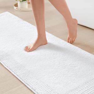 Madison Park Splendor Reversible 100% Cotton Tufted Bathroom Rug-3000 GSM Hotel Quality Luxurious Plush Medium Pile Bath Mat Absorbent, Quick Dry, Shower Room Dcor, 24x72, White