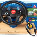 Melissa & Doug Vroom & Zoom Interactive Wooden Dashboard Steering Wheel Pretend Play Driving Toy - FSC Certified
