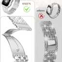 JR.DM Diamond Bands with Bling Case Women Compatible with Apple Watch 40mm 38mm 41mm 44mm 45mm 42mm 46mm 49mm Luxury Metal Bracelet Replacement Strap for iWatch Series 11/10/9/8/7/6/5/4 SE/Ultra 3/2/1