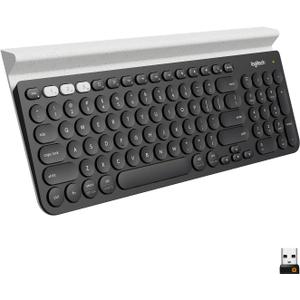 Logitech K780 Multi-Device Wireless Keyboard for Computer, Phone and Tablet  Flow Cross-Computer Control Compatible - Speckles, White
