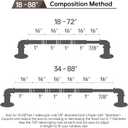 Industrial Curtain Rods 18 to 88 in, Blackout Curtain Rod, Adjustable Length,1 in Diameter Pipe,Wall or Ceiling Mounted,for Bedroom and Living Room (Antique Silver 18 to 88)