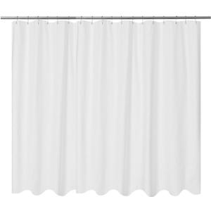 Mrs Awesome Embossed Microfiber Extra Wide Shower Curtain Liner 108 x 72 inches, Soft Fabric Shower Curtain Washable and Water Repellent,108x72, White