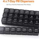 Lifewit Monthly Pill Organizer, 28 Day Pill Box, 4 Weeks One Month Vitamin Cases, Large Compartments Medicine Organizer for Fish Oils, Supplements, 28 Grids, Black