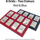 8 Grids Red PET Plant Velvet Coin Display Tray Coin Slab Holder Storage Case for NGC CNGC NPGS PCGS