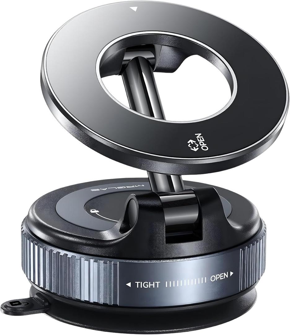 2026 Upgraded Vacuum Magnetic Car Phone Holder with 3 Rings 360 Ultra Suction Cup Phone Mount for MagSafe Cell Phone Holders for Your Car/Gym/Mirror Mount for iPhone & Android