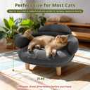 Cat Sofa Furniture-Style Pet Bed with Removable Cotton Velvet Cover, Solid Pine Wood Legs, for Cats and Small Dogs, Gray