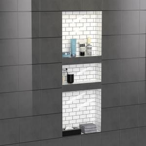 Shower Niche Recessed Shower Shelves, 16" x 40" ABS Plastic Bathroom Soap Niche Multiple Storage and Large Space, Best for Bath DIV
