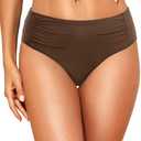 Talisea Women Full Coverage Bikini Bottoms - Mid Rise Bathing Suit Ruched Swim Bottom Swimsuit Swimwear, S