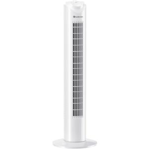 Comfort Zone Tower Fan for Bedroom, 32 inch, 3 Speeds, 90 Oscillation, Bladeless Indoor Fan, Built-in Carry Handle, Portable Stand Fan, White