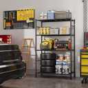 Sakugi Storage Shelves - 4-Tier Spacious Shelf Organizer with Hooks & Leveling Feet, Easy to Assemble, Rust-Resistant Garage Shelving for Kitchen, Pantry, Bedroom, 33.2" x 12.7" x 57.3", Black